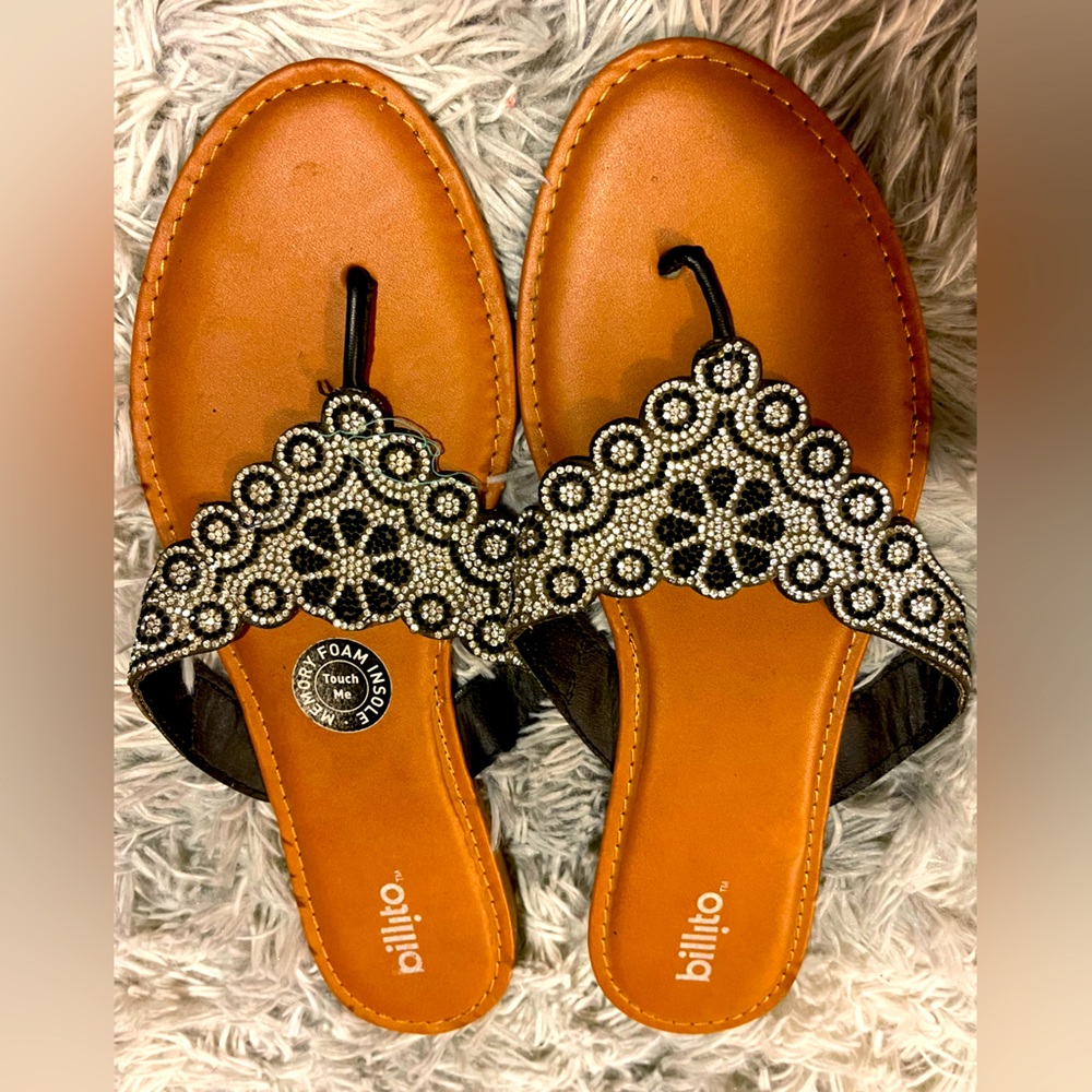 Billito Black Bling Sandals, size 11